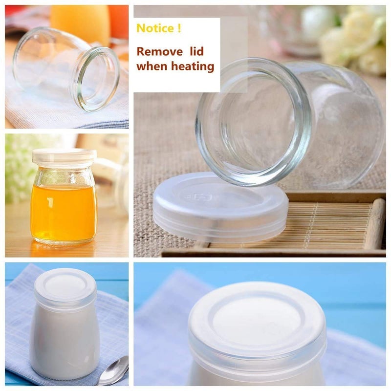 Dailydanny 6 Pcs Yogurt Pudding Jars Bottles With Plastic Lids Ideal for Jam, Honey, Wedding Favors, Shower Favors, Baby Foods (5.5 oz (150ml)) - Image 3